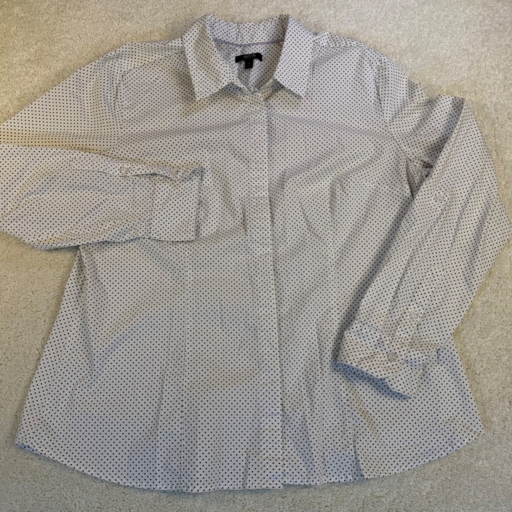 Apt 9 Essentials Women's XL Polka Dot Long Sleeve Button Down Shirt - Picture 1 of 7